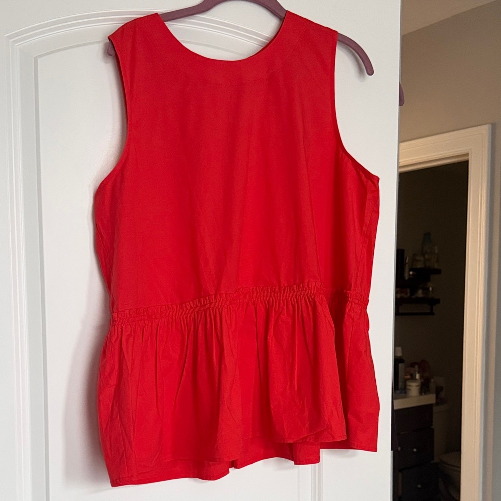 Ann Taylor Vibrant Red Peplum Tank Top